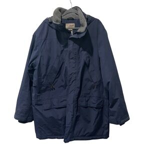 LL Bean Gore-Tex Thinsulate Parka Mens XL Tall Navy Blue Hooded Jacket OJX88
